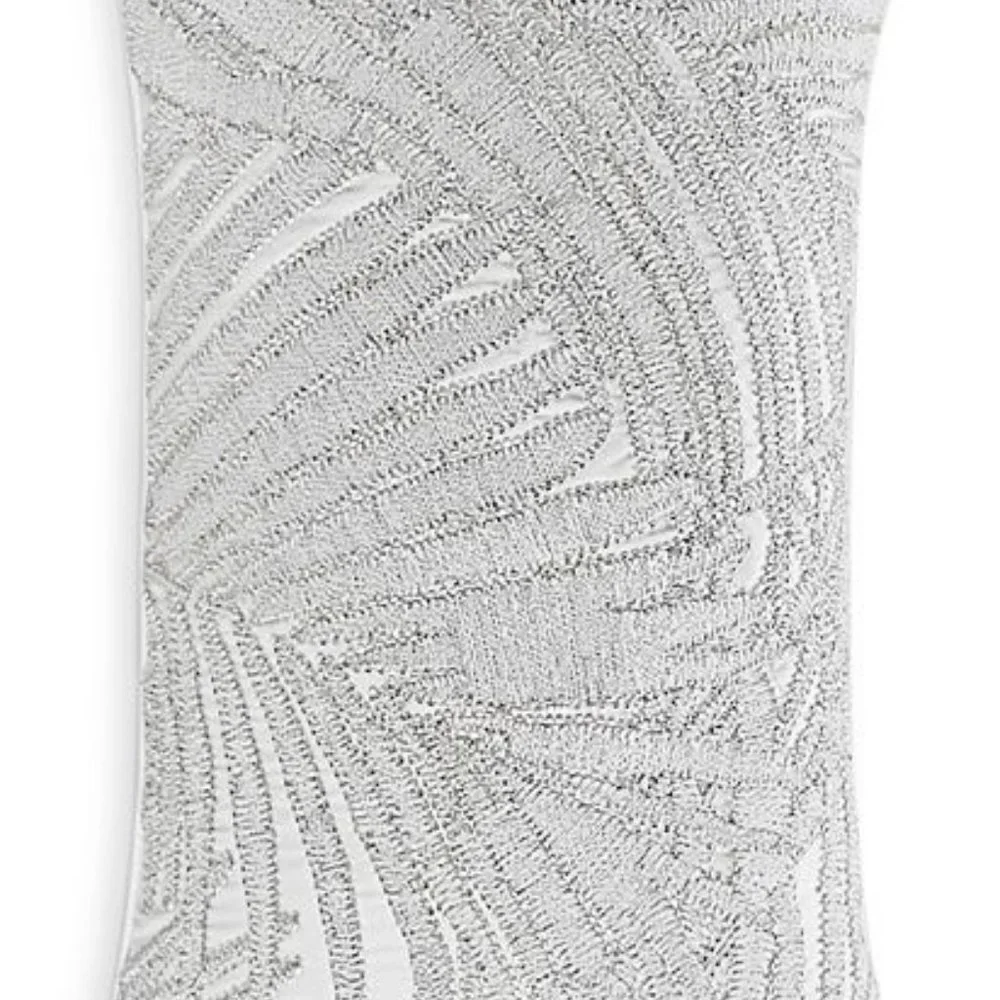 Hudson Park Collection Woven Palm Jacquard Silk Beaded Decorative Pillow